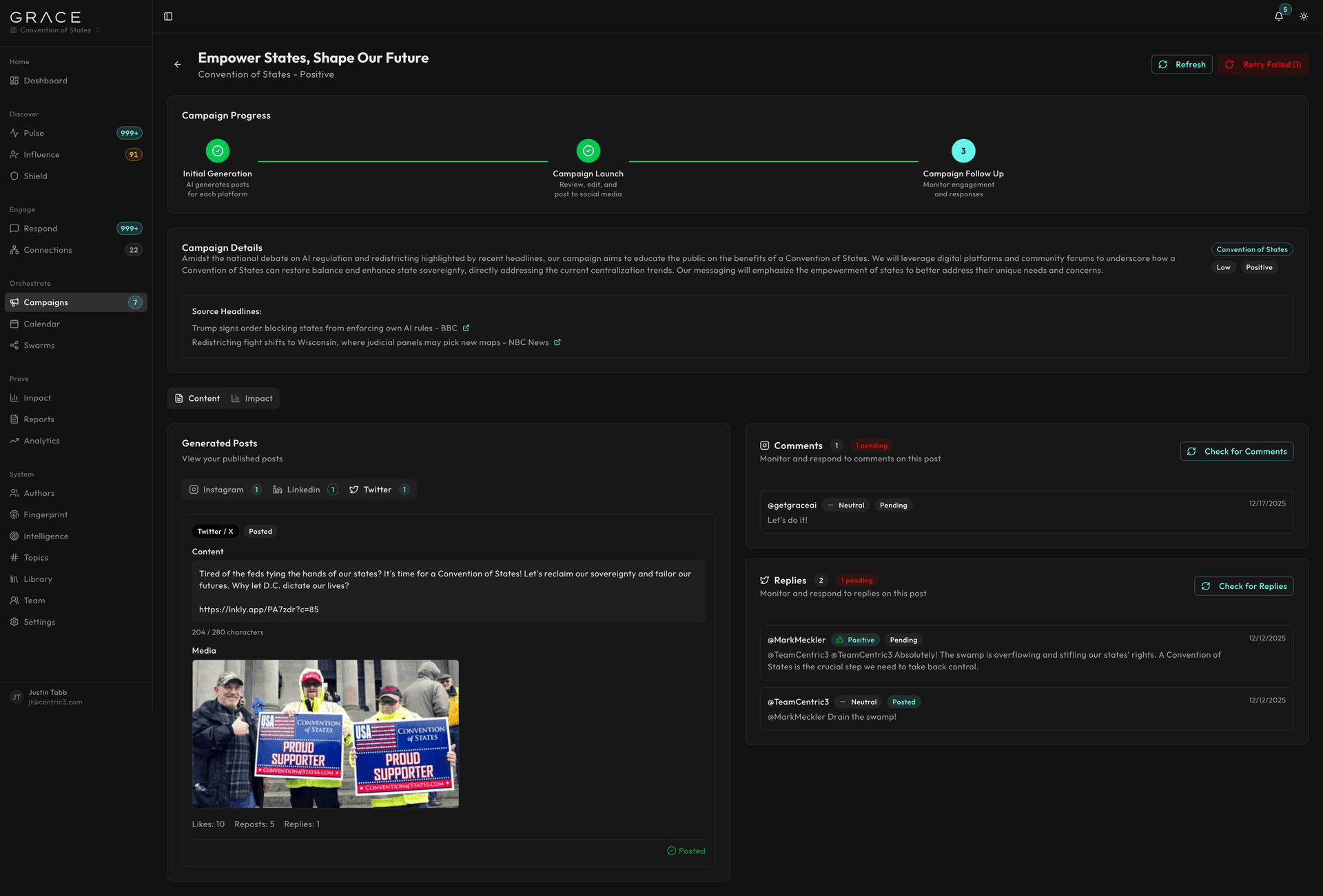 Campaign launch and engagement