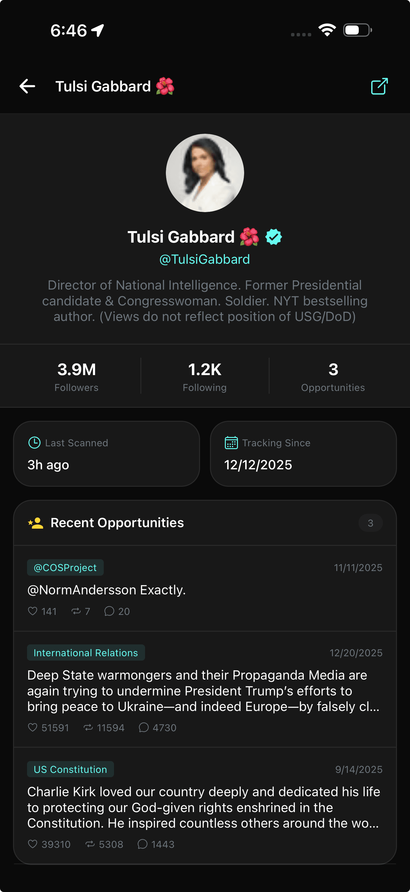 GraceAI Influence profile showing industry voices and engagement opportunities