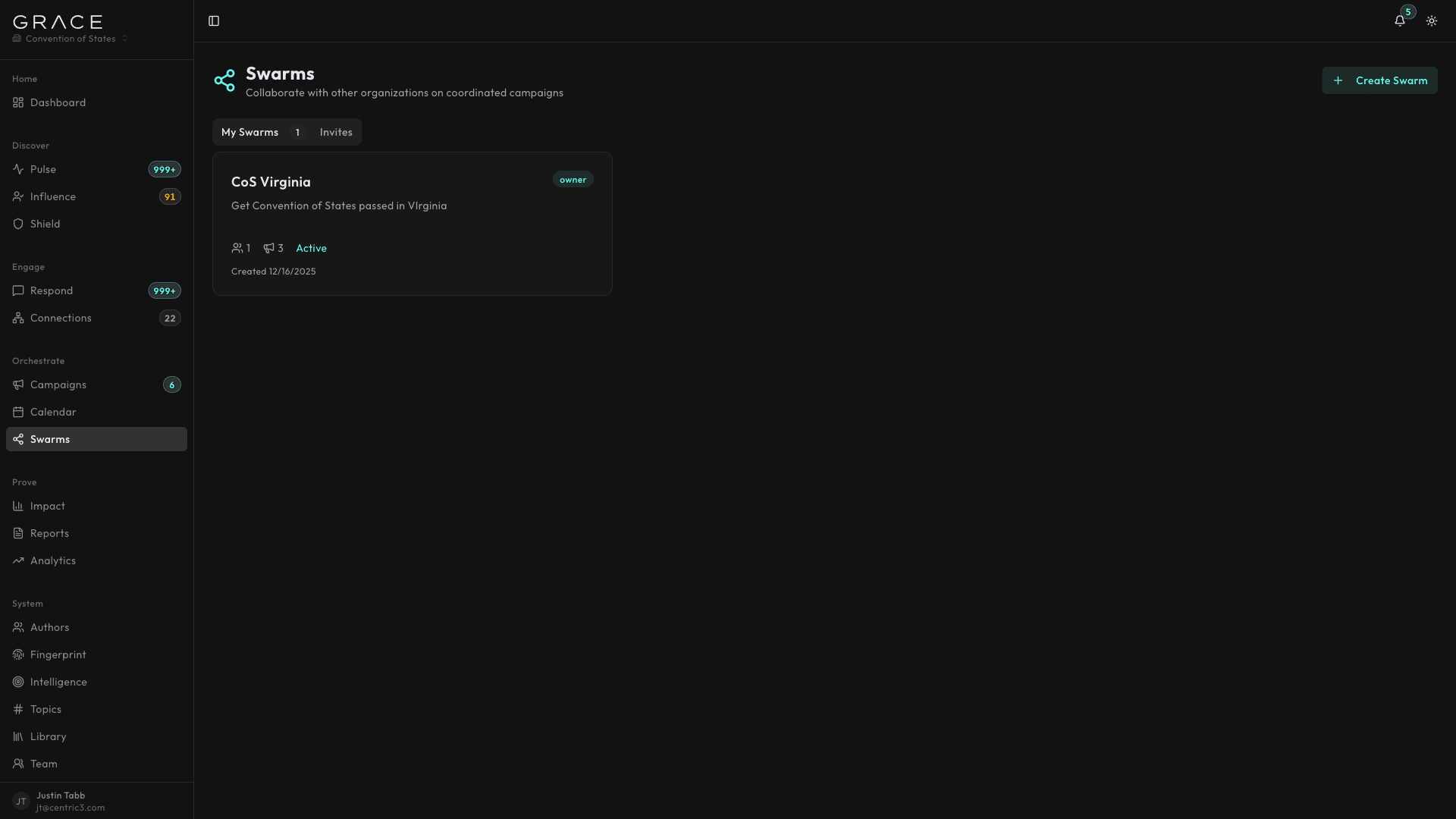 Swarms feature screenshot